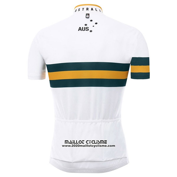 2017 Maillot Ciclismo Australie Blanc et Jaune Manches Courtes et Cuissard